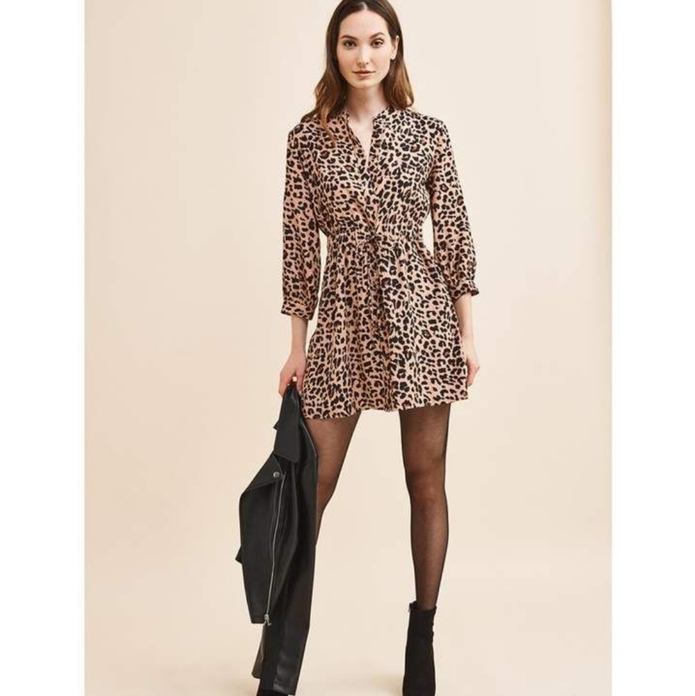 Dynamite Leopard Shirt Dress